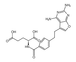 N-[4-[2-(2,4-diaminofuro[2,3-d]pyrimidin-5-yl)ethyl]-benzoyl]-L-glutamic acid结构式