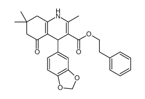 2-phenylethyl 4-(1,3-benzodioxol-5-yl)-2,7,7-trimethyl-5-oxo-1,4,6,8-tetrahydroquinoline-3-carboxylate结构式