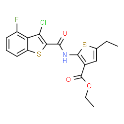 3-Thiophenecarboxylicacid,2-[[(3-chloro-4-fluorobenzo[b]thien-2-yl)carbonyl]amino]-5-ethyl-,ethylester(9CI) structure