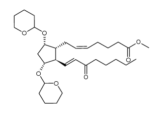 (5Z,13E)-9α,11α-bis(tetrahydro-2-pyranyloxy)-15-oxaprosta-5,13-dienoic acid methyl ester结构式