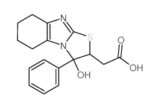 2-(1-hydroxy-1-phenyl-5,6,7,8-tetrahydro-2H-[1,3]thiazolo[3,2-a]benzimidazol-2-yl)acetic acid结构式