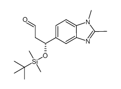 (R)-3-((tert-butyldimethylsilyl)oxy)-3-(1,2-dimethyl-1H-benzo[d]imidazol-5-yl)propanal结构式