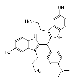 <4-Dimethylaminophenyl>-bis-<5-(hydroxy)-3-(2-aminoethyl)-indol-2-yl>-methan结构式