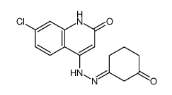 7-Chloro-4-{N'-[3-oxo-cyclohex-(Z)-ylidene]-hydrazino}-1H-quinolin-2-one结构式