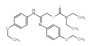 Carbamodithioic acid, diethyl-, 2-((4-ethoxyphenyl)amino)-2-((4-ethoxy phenyl)imino)ethyl ester Structure