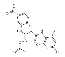 3-(2-chloro-5-nitroanilino)-3-acetyloximino-2',4',6'-trichloropropionanilide结构式