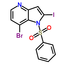 7-Bromo-2-iodo-1-(phenylsulfonyl)-1H-pyrrolo[3,2-b]pyridine Structure