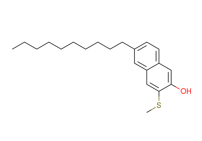 6-decyl-3-methylthio-2-hydroxynaphthalene结构式