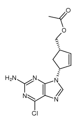 9-[cis-(1'R,4'S)-4'-acetoxymethyl-2'-cyclopenten-1'-yl]-9H-2-amino-6-chloropurine Structure