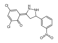 2,4-dichloro-6-[5-(3-nitrophenyl)pyrazolidin-3-ylidene]cyclohexa-2,4-dien-1-one结构式