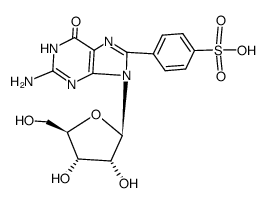 4-(2-amino-6-oxo-9-β-D-ribofuranosyl-6,9-dihydro-1H-purin-8-yl)-benzenesulfonic acid结构式