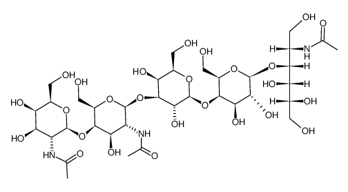 β-D-GalNAc-(1--4)-β-D-GalNAc-(1--3)-β-D-Gal-(1--4)-β-D-Gal-(1--3)-D-GalNAc-ol结构式