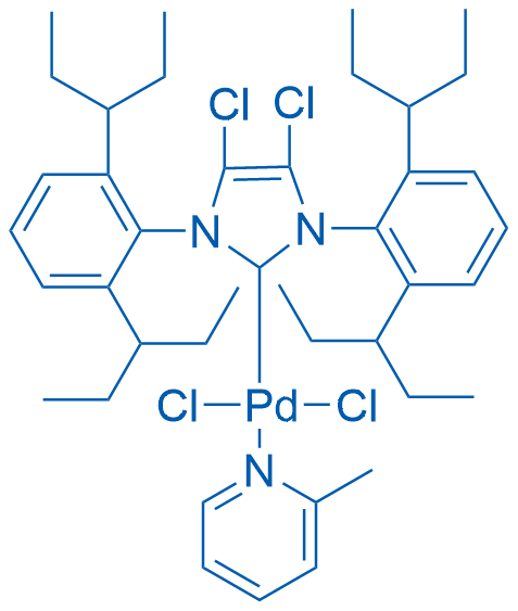 (SP-4-1)-[1,3-双[2,6-双(1-乙基丙基)苯基]-4,5-二氯-1,3-二氢-2H-咪唑-2-亚基]二氯(2-甲基吡啶)钯图片