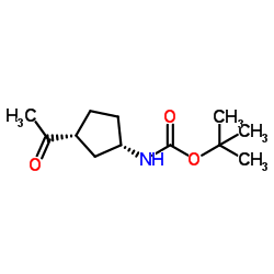 1-((3S,1R)-3-叔丁氧羰基氨基环戊基)-1-乙酮结构式