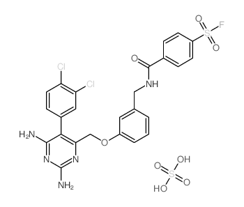 4-[[3-[[2,6-diamino-5-(3,4-dichlorophenyl)pyrimidin-4-yl]methoxy]phenyl]methylcarbamoyl]benzenesulfonyl fluoride; sulfuric acid结构式