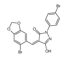 (4E)-4-[(6-bromo-1,3-benzodioxol-5-yl)methylidene]-1-(4-bromophenyl)pyrazolidine-3,5-dione Structure