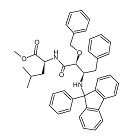 methyl N-{(2S,3R)-2-O-benzyl-4-phenyl-3-[9-phenyl-9-fluorenyl-amino]-butanoyl}-L-leucine Structure