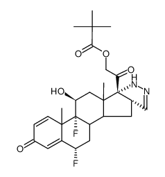 6α,9-difluoro-2',16β-dihydro-11β-hydroxypregna-1,4-dieno[17,16-c]pyrazole-3,20-dione 21-pivalate结构式