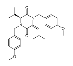 (6S,3E)-3-isobutylidene-6-isopropyl-1,4-bis-(4-methoxybenzyl)piperazine-2,5-dione结构式