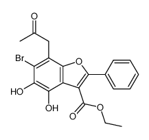 6-Bromo-4,5-dihydroxy-7-(2-oxo-propyl)-2-phenyl-benzofuran-3-carboxylic acid ethyl ester结构式