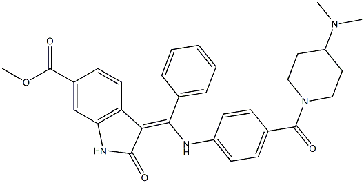 3-{[4-(4-Dimethylamino-piperidine-1-carbonyl)-phenylamino]-phenyl-methylene}-2-oxo-2,3-dihydro-1H-indole-6-carboxylic acid methyl ester Structure