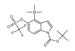 tert-butyl 5-(((trifluoromethyl)sulfonyl)oxy)-4-(trimethylsilyl)-1H-indole-1-carboxylate Structure