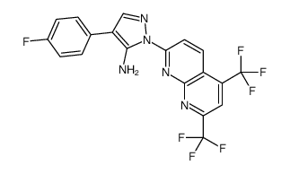 1H-Pyrazol-5-amine,1-[5,7-bis(trifluoromethyl)-1,8-naphthyridin-2-yl]-4-(4-fluorophenyl)-(9CI)结构式