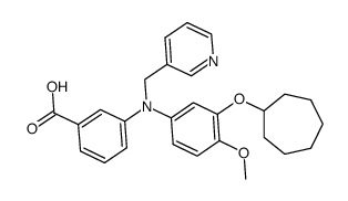 N-(3-cycloheptyloxy-4-methoxyphenyl)-N-(3-pyridylmethyl)-3-aminobenzoic acid结构式