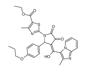 ethyl 2-[4-[hydroxy-(2-methylimidazo[1,2-a]pyridin-3-yl)methylidene]-2,3-dioxo-5-(4-propoxyphenyl)pyrrolidin-1-yl]-4-methyl-1,3-thiazole-5-carboxylate Structure