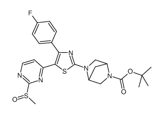 5-[4-(4-fluorophenyl)-5-(2-methanesulfinylpyrimidin-4-yl)thiazol-2-yl]-2,5-diazabicyclo[2.2.1]heptane-2-carboxylic acid tert-butyl ester Structure