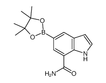 5-(4,4,5,5-tetramethyl-1,3,2-dioxaborolan-2-yl)-1H-indole-7-carboxamide结构式