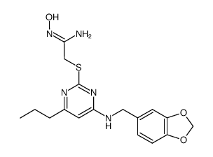 2-(4-benzo[1,3]dioxol-5-ylmethylamino-6-propyl-pyrimidin-2-ylsulfanyl)-N-hydroxy-acetamidine Structure