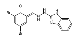 (6Z)-6-[[2-(1H-benzimidazol-2-yl)hydrazinyl]methylidene]-2,4-dibromocyclohexa-2,4-dien-1-one结构式