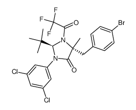 (2R,5R)-5-(4-bromo-benzyl)-2-tert-butyl-3-(3,5-dichlorophenyl)-5-methyl-1-trifluoroacetyl-imidazolin-4-one结构式