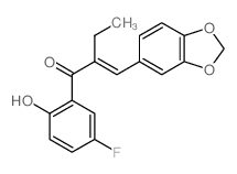 2-(benzo[1,3]dioxol-5-ylmethylidene)-1-(5-fluoro-2-hydroxy-phenyl)butan-1-one Structure