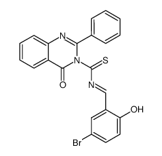 4-Oxo-2-phenyl-4H-quinazoline-3-carbothioic acid 1-(5-bromo-2-hydroxy-phenyl)-meth-(E)-ylideneamide结构式