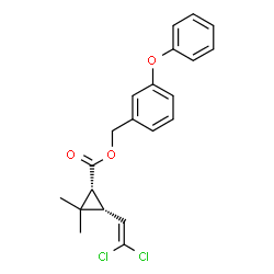 (3-phenoxyphenyl)methyl (1R,3R)-3-(2,2-dichloroethenyl)-2,2-dimethyl-c yclopropane-1-carboxylate Structure