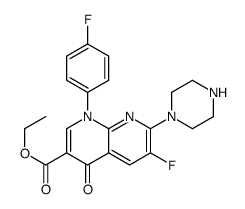 ethyl 6-fluoro-1-(4-fluorophenyl)-4-oxo-7-piperazin-1-yl-1,8-naphthyridine-3-carboxylate Structure