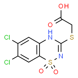 [[(6,7-Dichloro-2H-1,2,4-benzothiadiazine 1,1-dioxide)-3-yl]thio]acetic acid structure