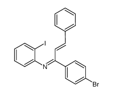 1-(4-bromophenyl)-N-(2-iodophenyl)-3-phenylprop-2-en-1-imine结构式