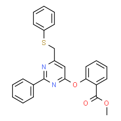 METHYL 2-((2-PHENYL-6-[(PHENYLSULFANYL)METHYL]-4-PYRIMIDINYL)OXY)BENZENECARBOXYLATE Structure