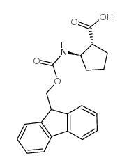 (1R,2R)-2-((((9H-FLUOREN-9-YL)METHOXY)CARBONYL)AMINO)CYCLOPENTANECARBOXYLIC ACID Structure