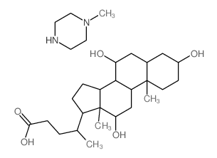 1-methylpiperazine; 4-(3,7,12-trihydroxy-10,13-dimethyl-2,3,4,5,6,7,8,9,11,12,14,15,16,17-tetradecahydro-1H-cyclopenta[a]phenanthren-17-yl)pentanoic acid structure