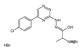 [1-[2-[5-(4-chlorophenyl)-1,2,4-triazin-4-ium-3-yl]hydrazinyl]-1-oxopropan-2-yl]azanium,dibromide Structure