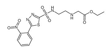 N-{2-[5-(2-nitrophenyl)-1,3,4-thiadiazole-2-sulfonylamino]-ethyl}-glycine ethyl ester Structure