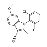 1-(2,6-dichlorophenyl)-6-methoxy-2-methylindole-3-carbonitrile结构式