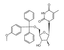 2,4(1H,3H)-Pyrimidinedione, 1-[2-deoxy-2-fluoro-5-O-[(4-methoxyphenyl)diphenylmethyl]-β-D-arabinofuranosyl]-5-methyl-结构式