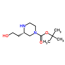 (S)-3-(2-羟乙基)哌嗪-1-羧酸叔丁酯结构式