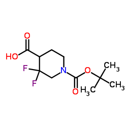 3,3-difluoro-1-[(2-methylpropan-2-yl)oxycarbonyl]piperidine-4-carboxylic acid structure