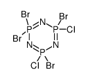 2,2,4,6-tetrabromo-4,6-dichloro-1,3,5-triaza-2$l^{5},4$l^{5},6$l^{5}-t riphosphacyclohexa-1,3,5-triene结构式